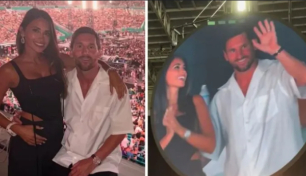 Messi y Antonella sorprendidos por la kiss cam en concierto de Coldplay